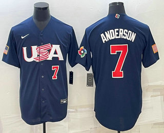 Mens USA Baseball #7 Tim Anderson Number 2023 Navy World Baseball Classic Stitched Jerseys->2023 world baseball classic->MLB Jersey